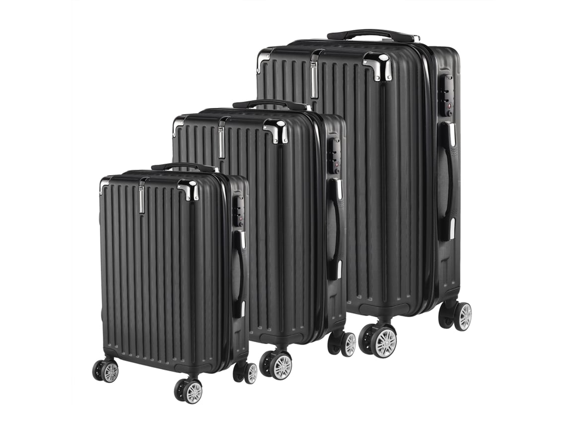Maletas De Viaje Conjunto 3 Piezas, Abs Rígido Con Ruedas Giratorias 360°, Cremallera Resistente, Juego De 3 Tamaños M-l-xl, Color Negro