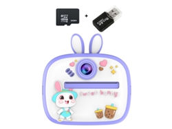Cámara instantánea Chrui HD 1080p de 48 MP con pantalla IPS de 2,4 pulgadas y tarjeta de memoria de 32 GB (Purple Rabbit)