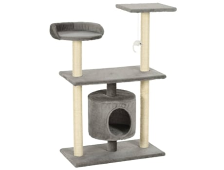 vidaXL Rascador para gatos con postes rascadores de sisal 95 cm gris