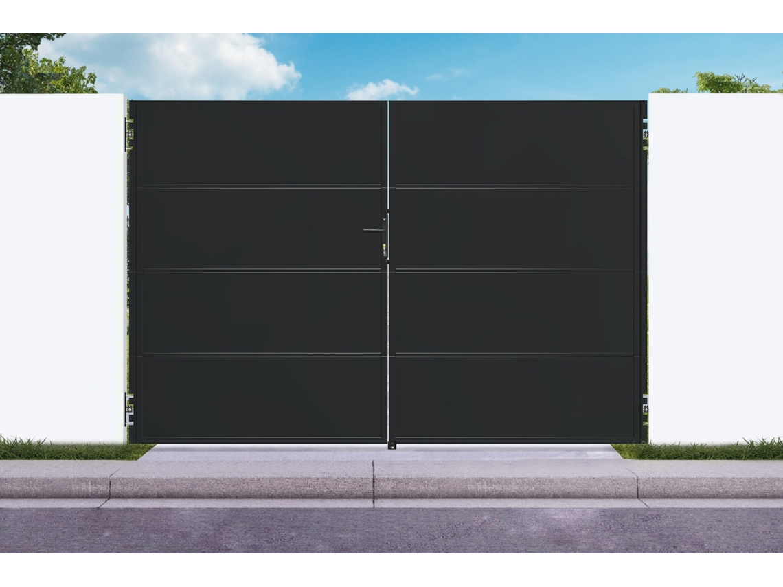 Puerta Nali De Acero Negro Mate De 3 M, 200 Cm De Altura.