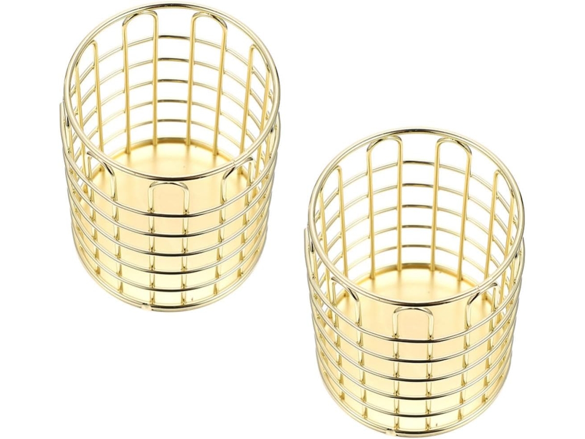 Solustre Porta-canetas Cilíndrico De Metal Aramado, 2 Peças, Organizador Para Pincéis De Maquiagem, Canetas, Régua,