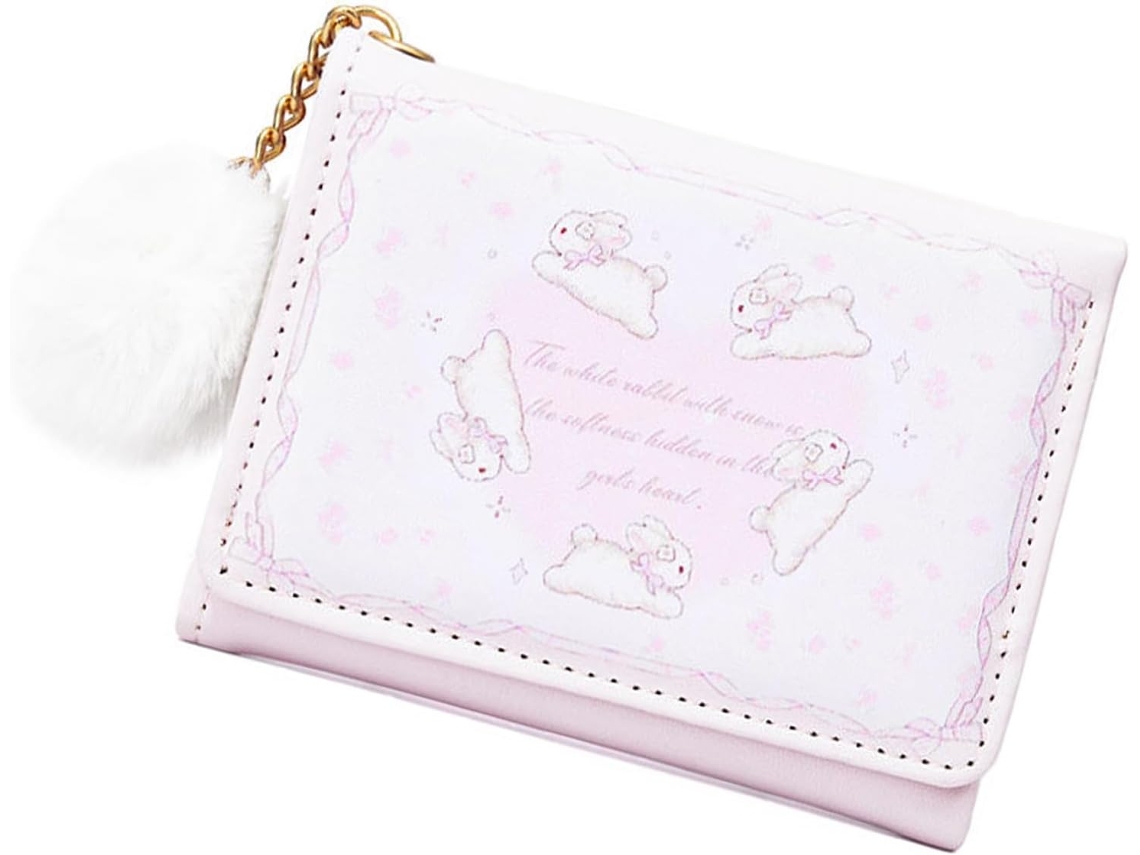 Cartera Tríptico Para Mujer En Piel Sintética Con Estampado De Conejo De Dibujos Animados Y