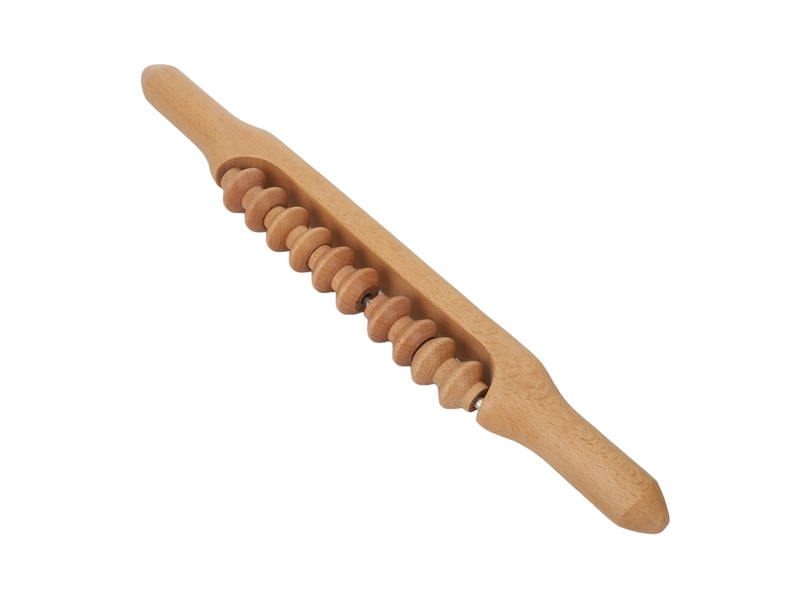 Rodillo de masaje corporal de madera de haya, 10 ruedas, versión corta, para uso doméstico Kofihety