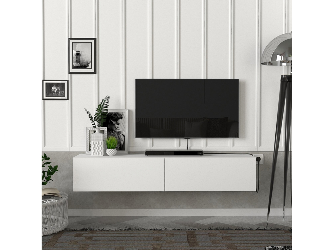 Mueble de TV [EN.CASA] Toivakka (135 x 31 x 25 cm - Aglomerado - Blanco)