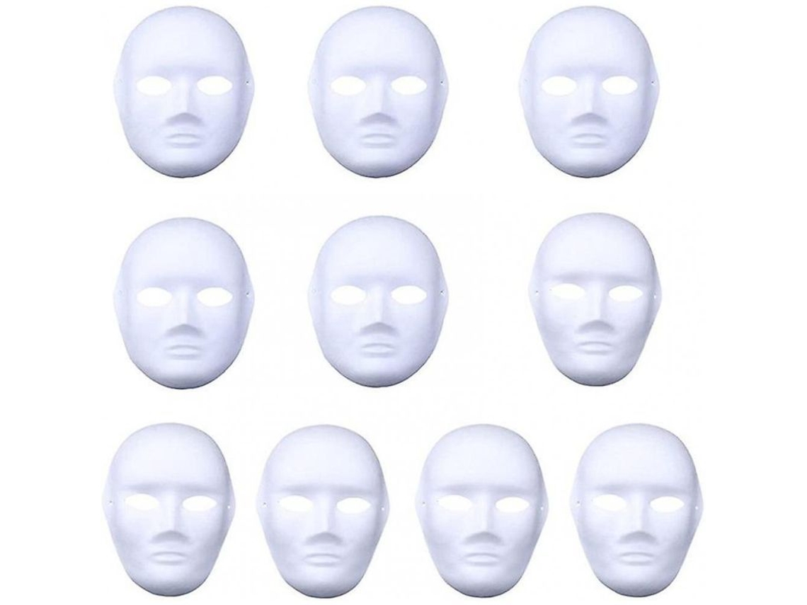 10 Máscaras De Pulpa De Papel Blanco Para Pintar A Mano (5 Masculinas + 5 Femeninas), Diseño Creativo Gratuito Jxw
