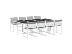 Maison Exclusive - Juego De Comedor De Jardín 9 Pzas Con Cojines Textilene Blanco
