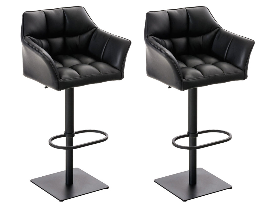 Lote de 2 Taburetes de bar Pivotants Similicuir Noir Cadre Métal Noir Assise Fauteuil Rembourrée Avec Accudoirs Hauteur Réglable 10_0006570 DÉCOSHOP26