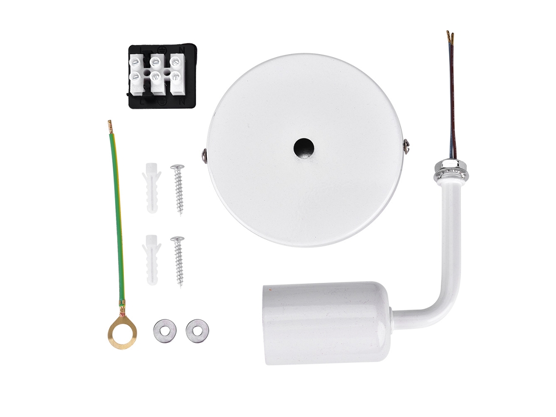 Lámpara de pared sencilla con casquillo E27, pantalla blanca para pasillo o mesita de noche.