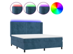 Cama Con Somier VIDAXL Azul Terciopelo (180x200 cm)