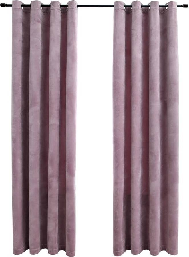 Cortinas Opacas Anillas VIDAXL 2 Piezas Terciopelo Rosa Viejo (140 x 175 cm)