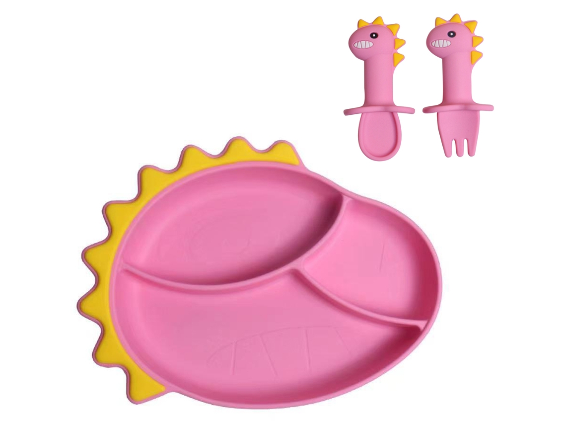 Platos de silicona para niños - Juego de platos de succión para bebés con cuchara y tenedor NEVEANCE