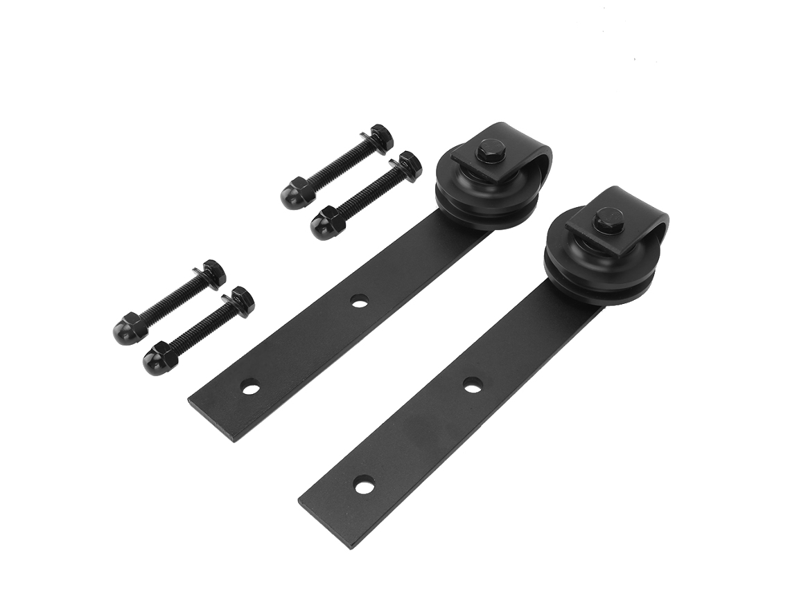 Kit De Hardware Para Puerta De Granja Deslizante Con Riel Y Rueda De Acero Carbono Mudo Par