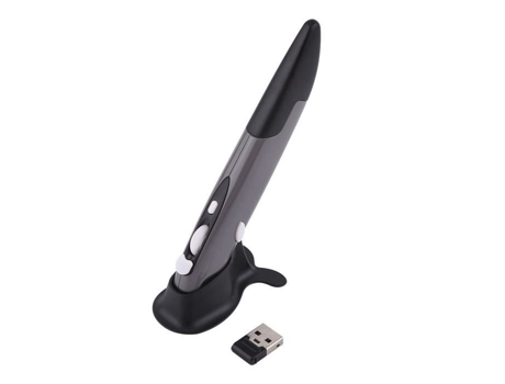 HURRISE Ratón Inalámbrico 2 4Ghz Lápiz Óptico Inalámbrico Air Mouse Ajustable 500/1000 Dpi para Computadoras Portátiles Gris