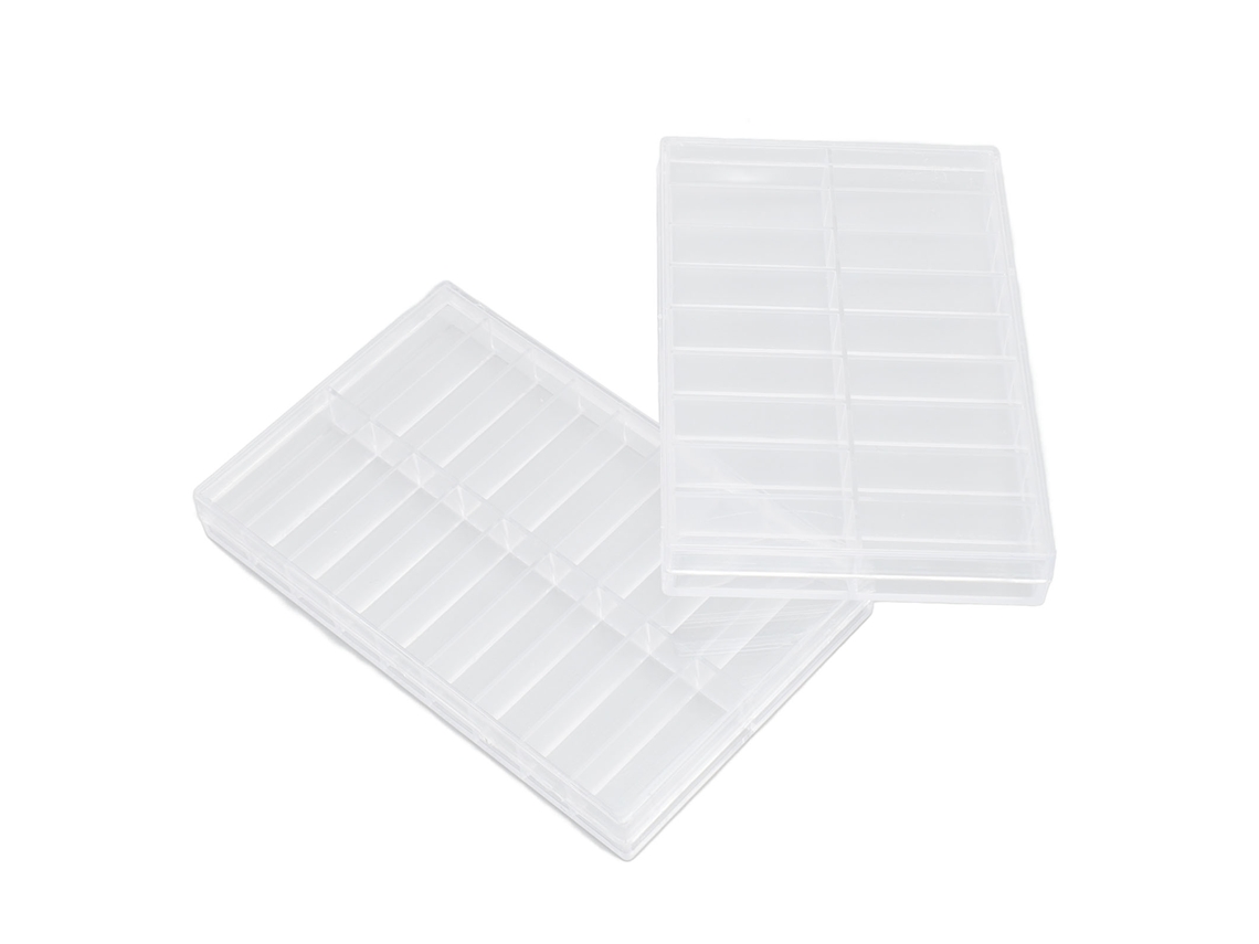 Caja De Almacenamiento De Plástico Con 18 Compartimentos (2 Unidades) Para Piezas De Relojes Y Tornillos.