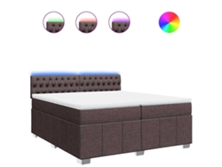 Maison Exclusive - Cama Box Spring Con Colchón Tela Marrón Oscuro 200x200 Cm