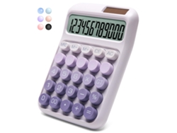 Calculadora Csyy con pantalla LCD grande de 12 dígitos, doble alimentación (solar y batería) (morado).