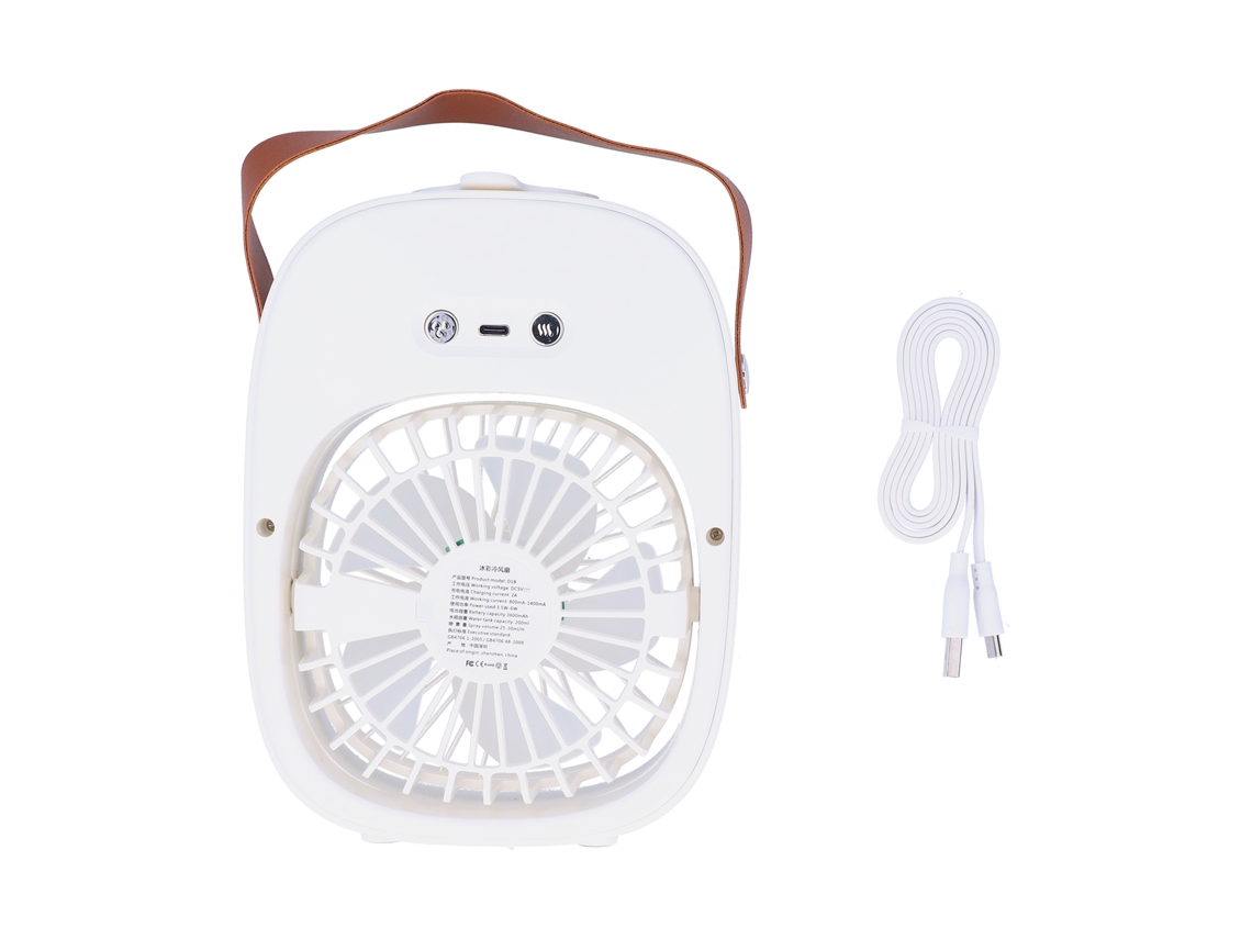 Ventilador Eléctrico Portátil Con Humidificación Por Pulverización Ajustable, Alimentado Por Usb, Para Uso Doméstico Y Exterior, Blanco.