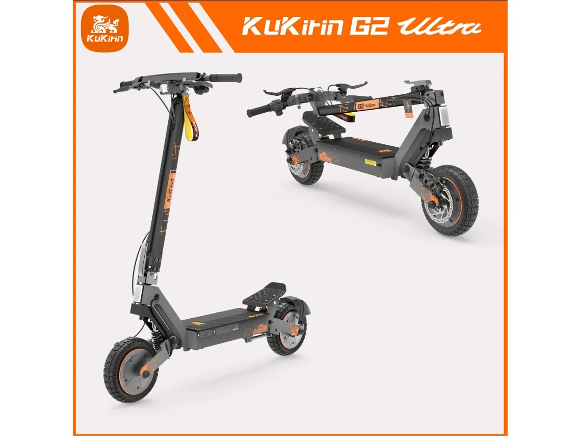 Patinete Eléctrico Kukirin G2 Ultra Todoterreno De 800 W Con Doble Motor, 48 V 18 Ah, 55 Km De Autonomía, Con Altavoz Bluetooth