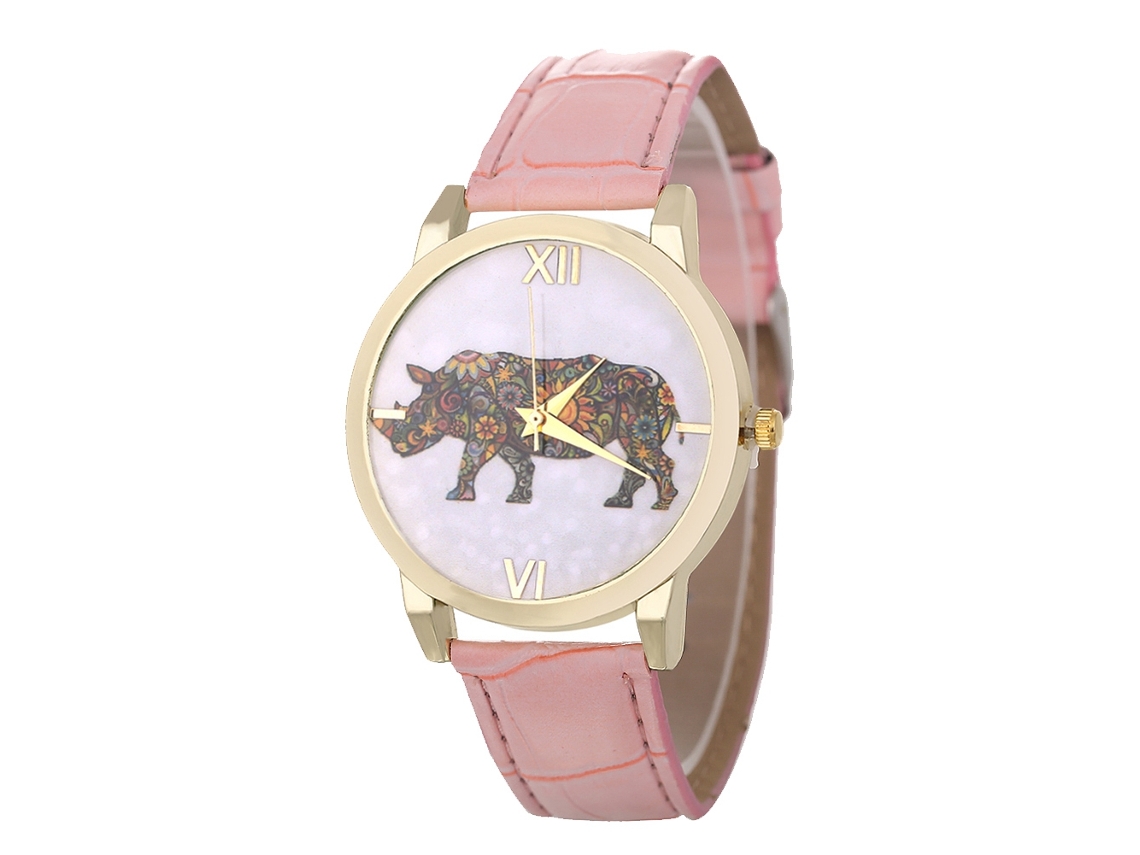 Reloj De Pulsera De Cuarzo Casual Estilizado Con Correa De Cuero Rosa Para Estudiantes