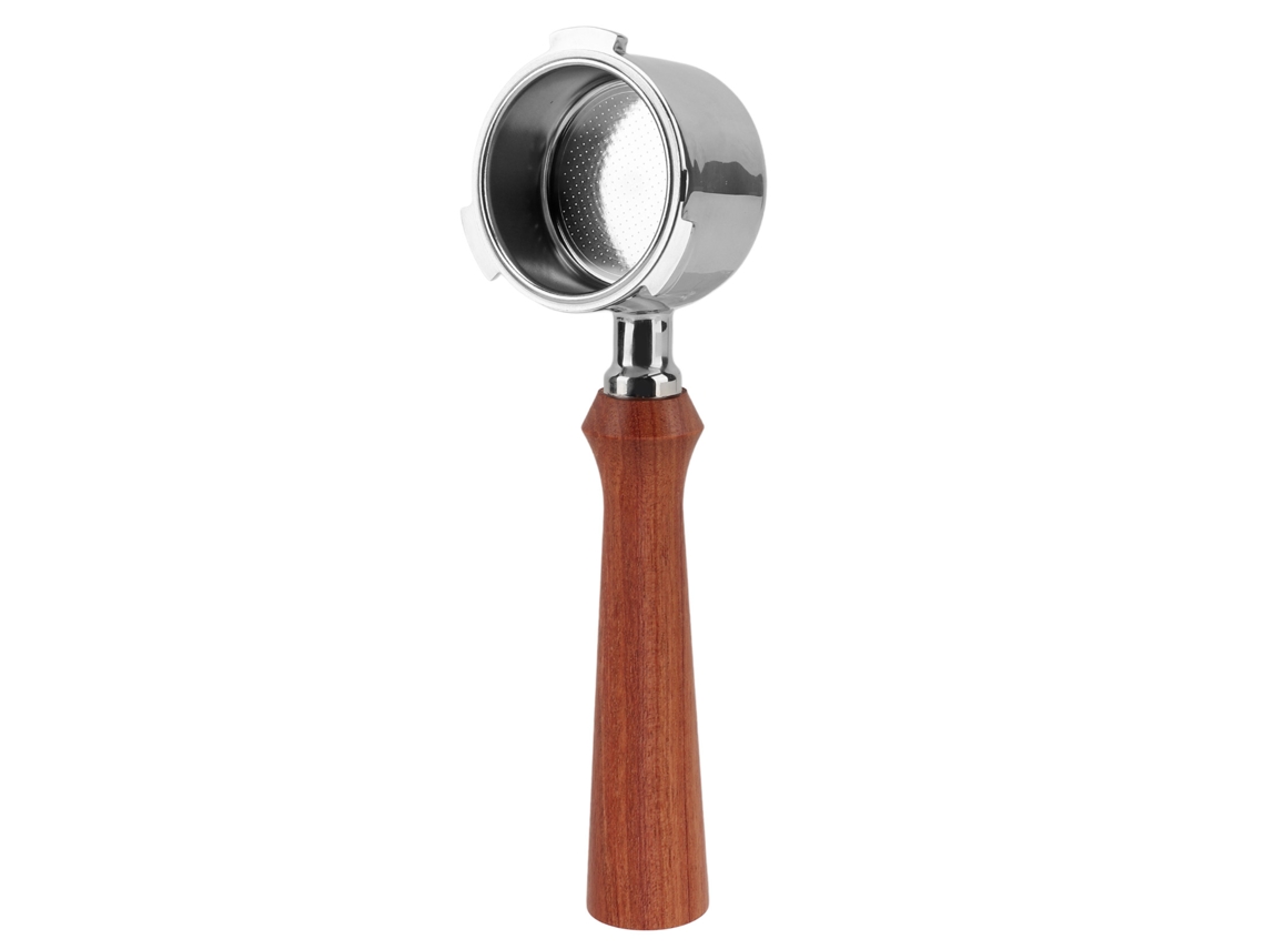 Cesta Portafiltro Sin Fondo De 51 Mm Con 3 Clips De Acero Inoxidable Y Madera Para Delonghi Decica Arte Smeg