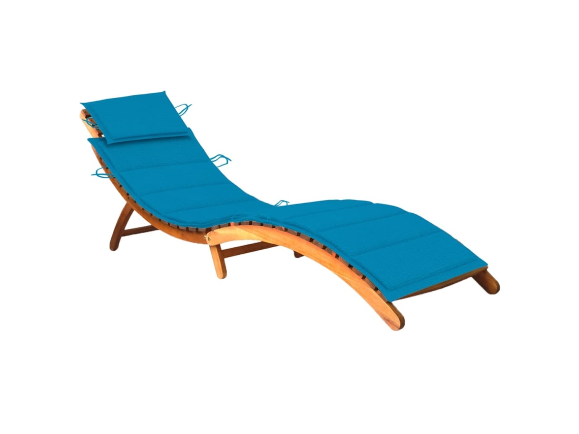 Tumbona Lounger de Jardín con Cojín Madera de Acacia Maciza