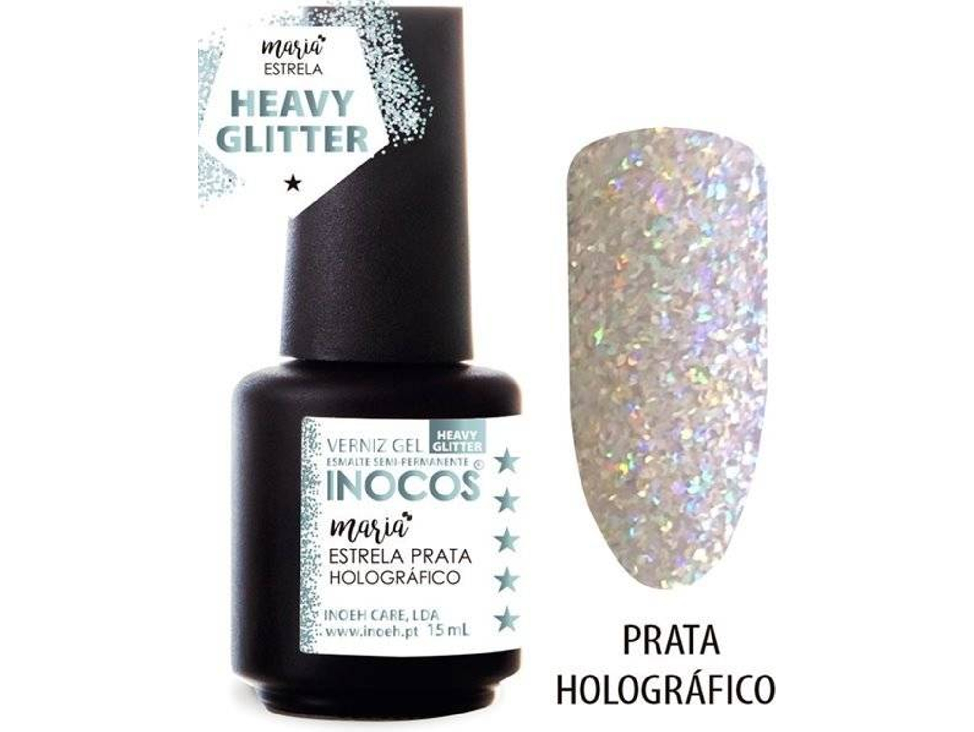Esmalte de Gel INOCOS Esrela Prata Holograma