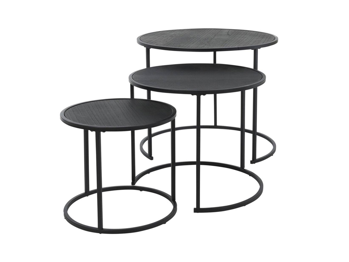 Juego de 3 Mesas Apilables de Metal Melamínico WELLHOME
