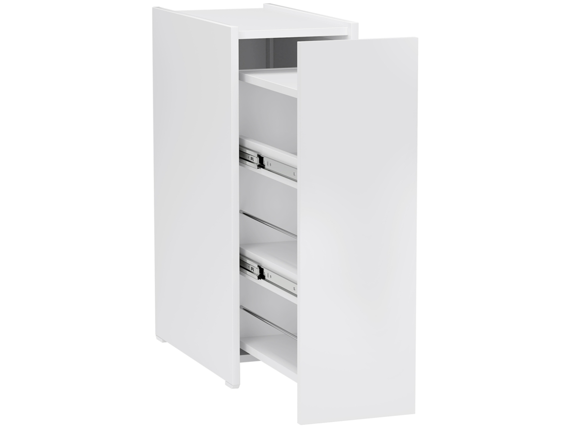 Armario De Baño Estrecho Blanco Con Ruedas, Cajón Y 3 Compartimentos Profundos, Ideal Para Espacios Pequeños, 47×25×66,5 Cm