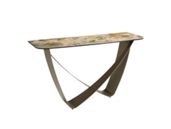 Mesa Consola Rectangular de Mármol Porcelánico y Acero Metalizado Topo Angel Cerdá