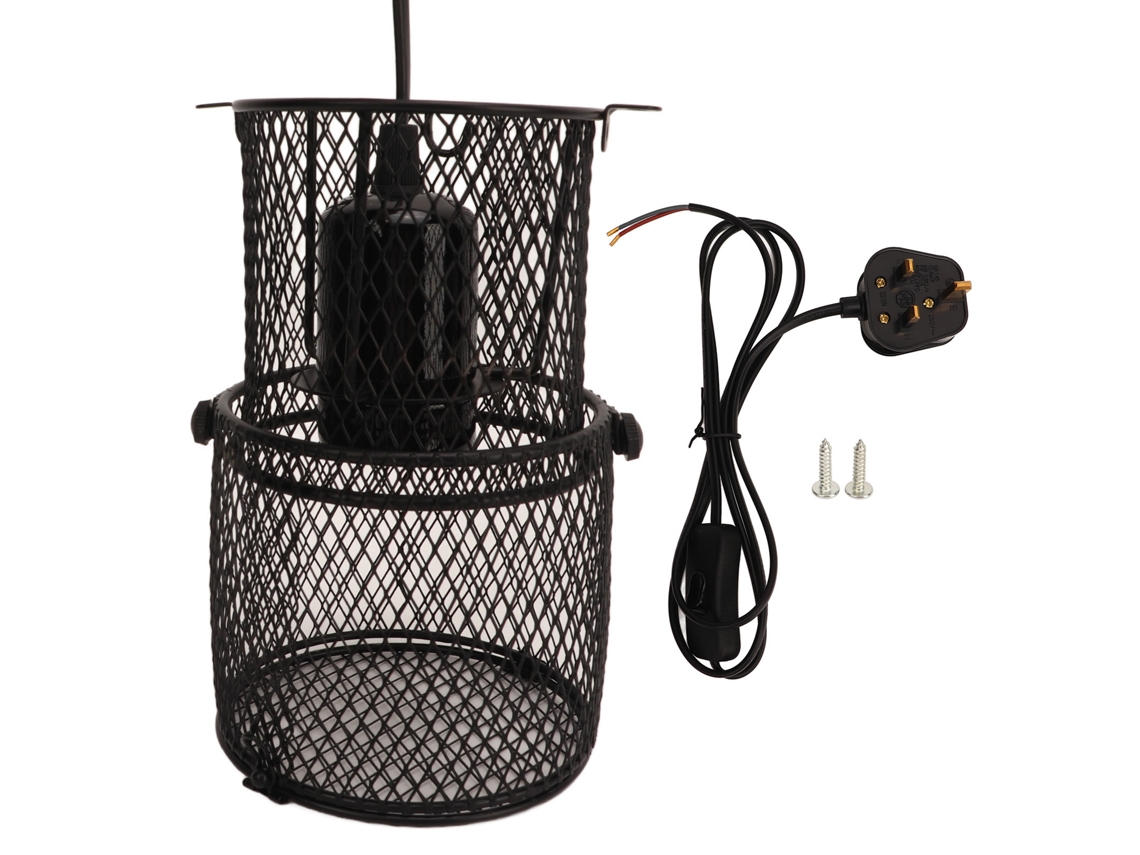 Protector de luz térmica para reptiles 2026 con malla retráctil y portalámparas de cerámica E27, enchufe británico 220-240V