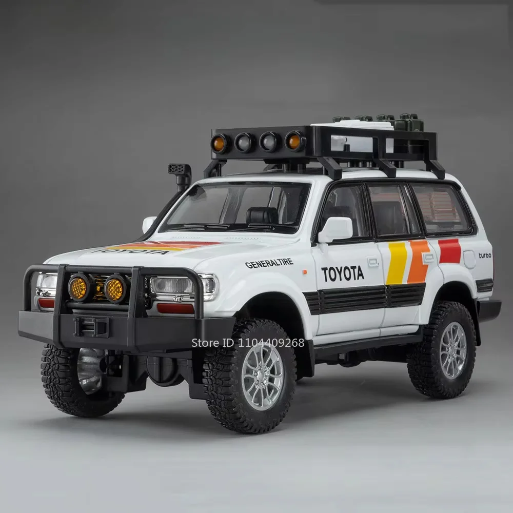 (lc80 Blanco) Modelo De Coche De Juguete A Escala 1:24 - Las Puertas Se Pueden Abrir