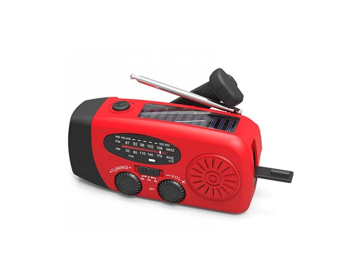 Radio De Emergencia Solar Impermeable De 2000 Mah, Potente Luz Estroboscópica Roja, Batería Externa.