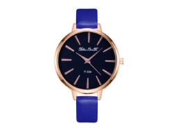 Reloj De Pulsera De Cuarzo Para Mujer Zhoulianfa Con Correa De Pu, Azul, Estilo Casual Y Moderno.