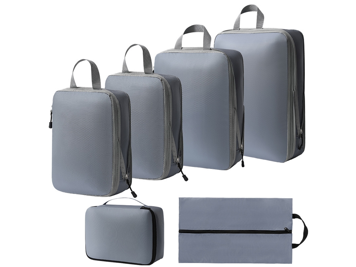 Bolsa de almacenamiento de compresión, juego de 6 piezas, bolsa de viaje ligera, color gris Siurn