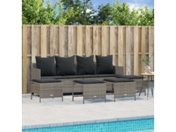 Conjunto de sofás de jardín de 5 piezas DKD Home Decor con cojines de mimbre gris