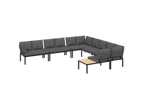 Conjunto 6 de sofás de jardín con cojines VIDAXL aluminio negro
