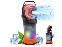 Ventilador Nebulizador Camping Naranja Abs+pp 2000ml 15000mah Rgb Led 4 Velocidades Oscilación 90° Portátil