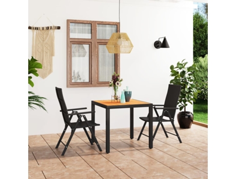Conjunto 3 de comedor para jardín VIDAXL negro y marrón