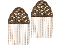 Juego De 2 Charreteras Doradas Con Pompones, Piedras Y Alfileres, Adornos De Flecos Para Blazer Y
