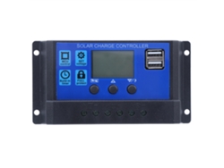Controlador de carga solar HKJ con pantalla LCD y doble puerto USB.