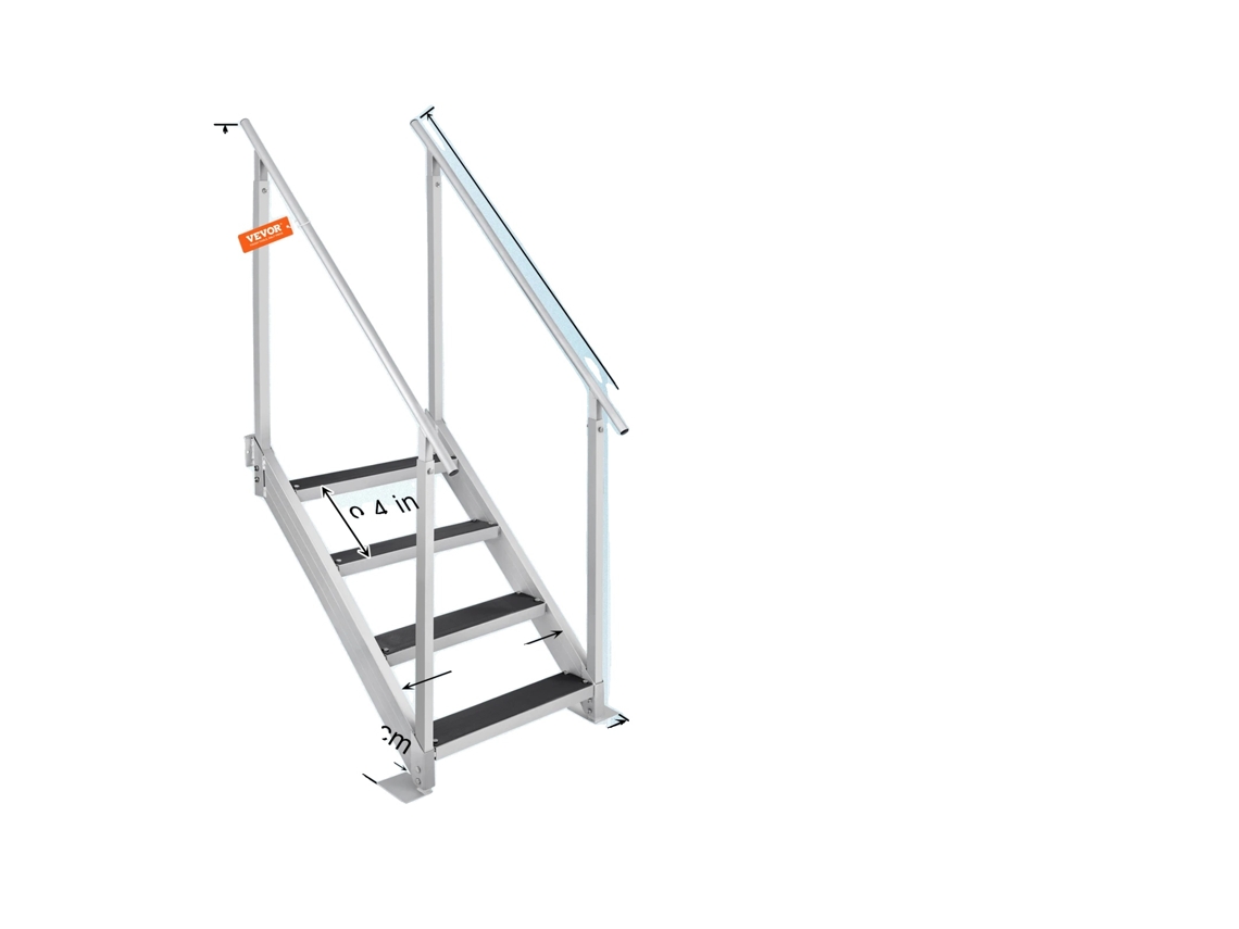 Escalera de muelle con base de goma antideslizante, altura ajustable, capacidad de 227 kg, 4 escalones OEM