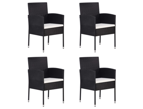 Conjunto 4 Silla De Jardín VIDAXL Negro Poli Ratán