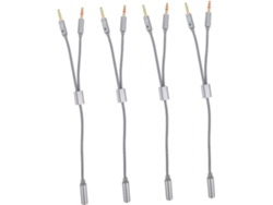 Cable Divisor De Auriculares Trenzado De 4 Piezas Con Adaptador En Y Y Conector Estéreo Doble