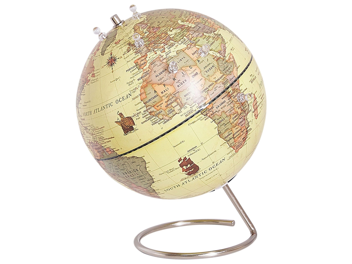 Globo terráqueo decorativo BELIANI Cartier de Material sintético Amarillo 25x25x29