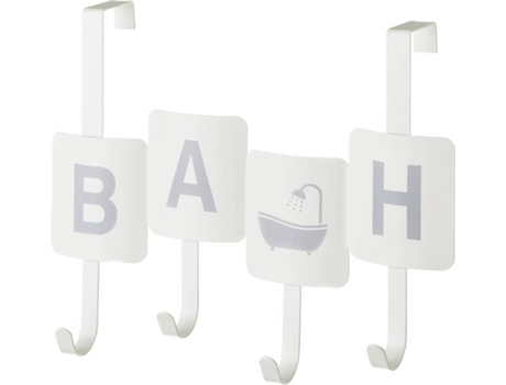 Perchero De Baño LOLAHOME Para Puerta De 4 Ganchos Industrial Blancode Metal (27x11x35 cm)