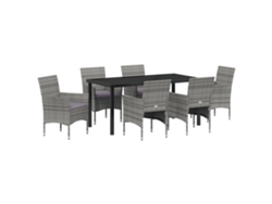 Conjunto de comedor de jardín Vidaxl de 7 piezas de ratán gris