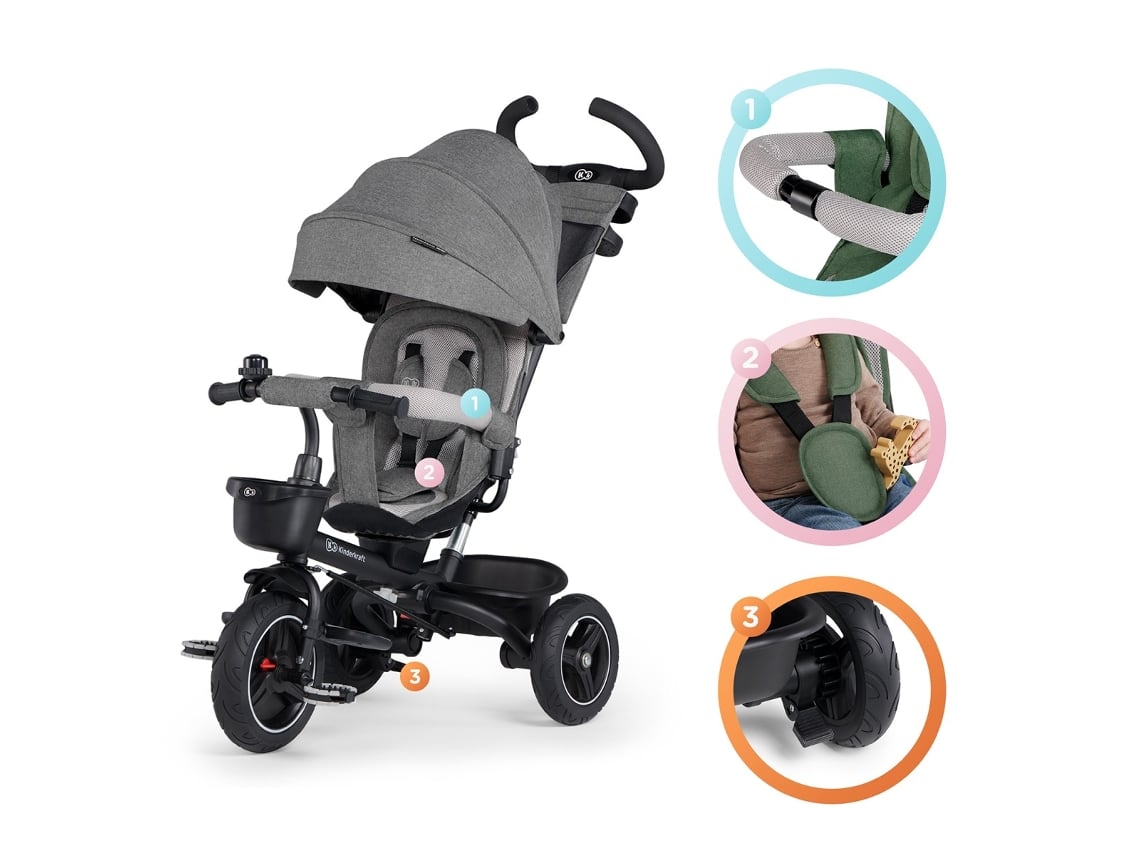 Triciclo KINDERKRAFT Spinstep Platinum Grey 5 en 1 Worten.es