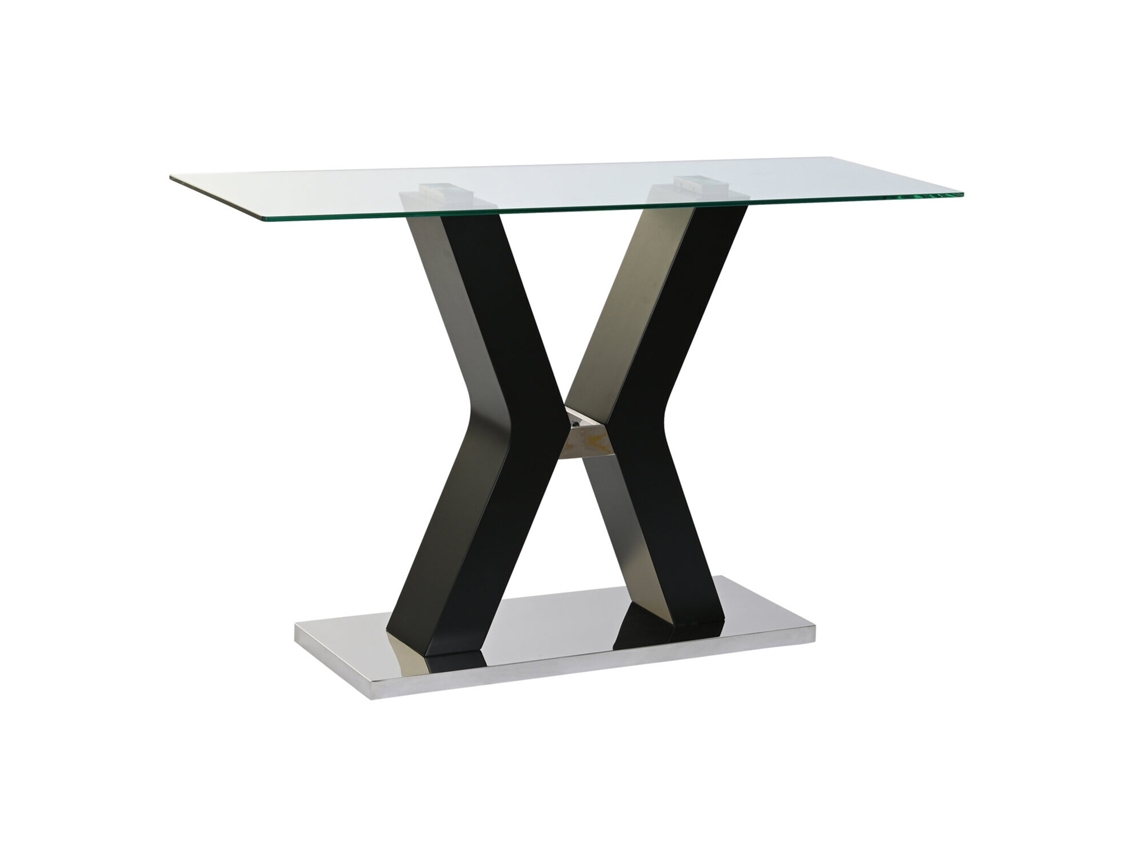 Consola Cristal Templado Mdf Negro 120x40x76cm