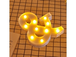 Letras LED & Símbolo Iluminado con Luz Blanca Cálida, Altura 22cm, Funcionamiento a Pilas 2*AA