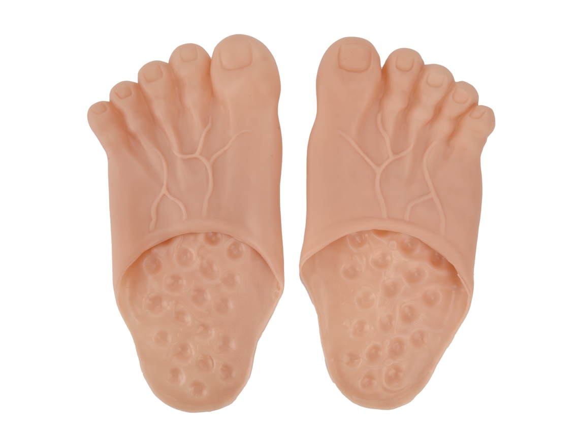 1 Par De Pantuflas De Vinilo Con Diseño De Pie Grande Para Fiestas De Disfraces De Halloween, Color Amarillo Y Rosa.